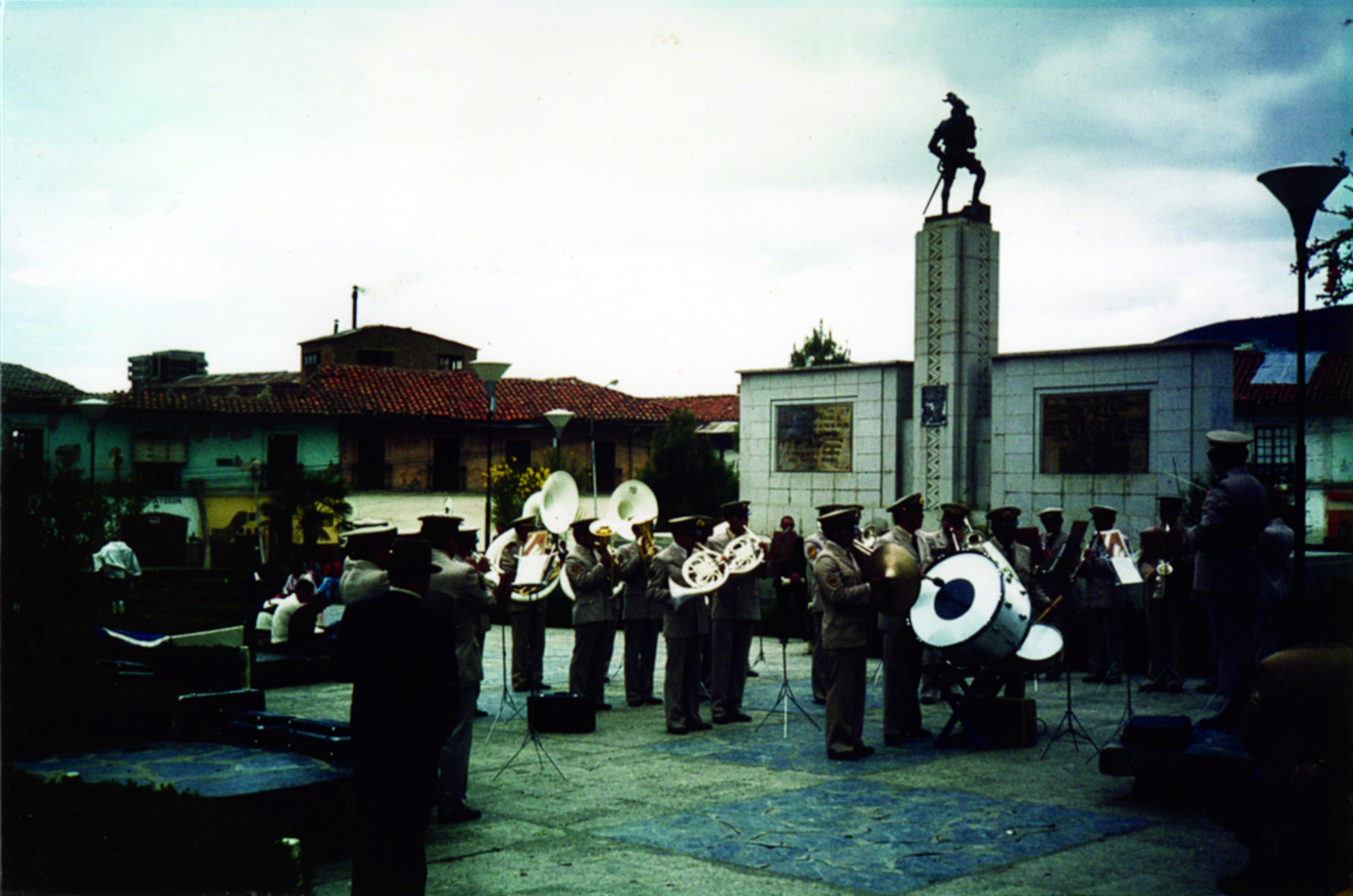 The Military Band in the Plaza overlooked by a column in memory of Liberator Simon Bolivar. Day 29