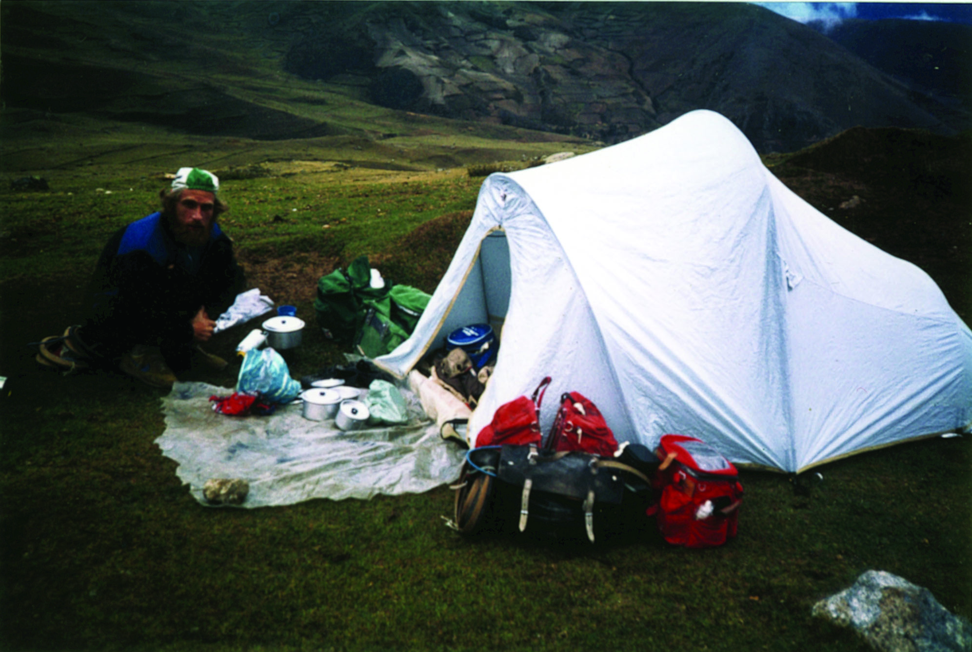 Macaroni supper before settling down atop another mountain for the night. Day 15